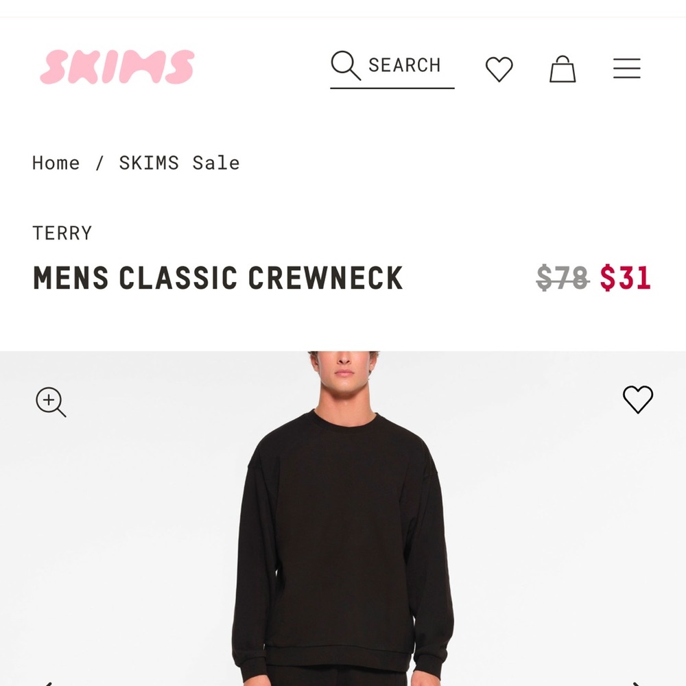 Skims men’s black crew neck